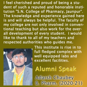 Adarsh Chaubey (B. Pharm. 2020 - 21)